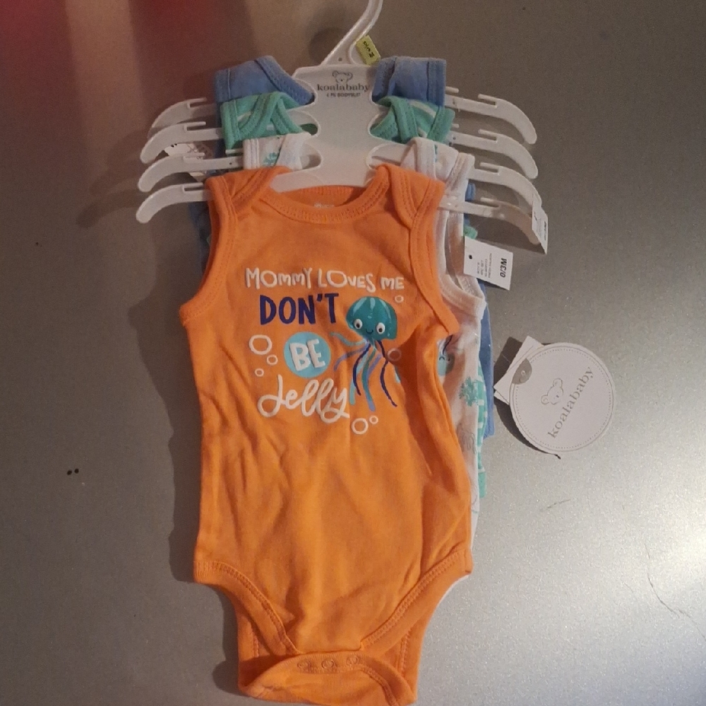 Koala Baby Orange and Blue Bodysuit Set